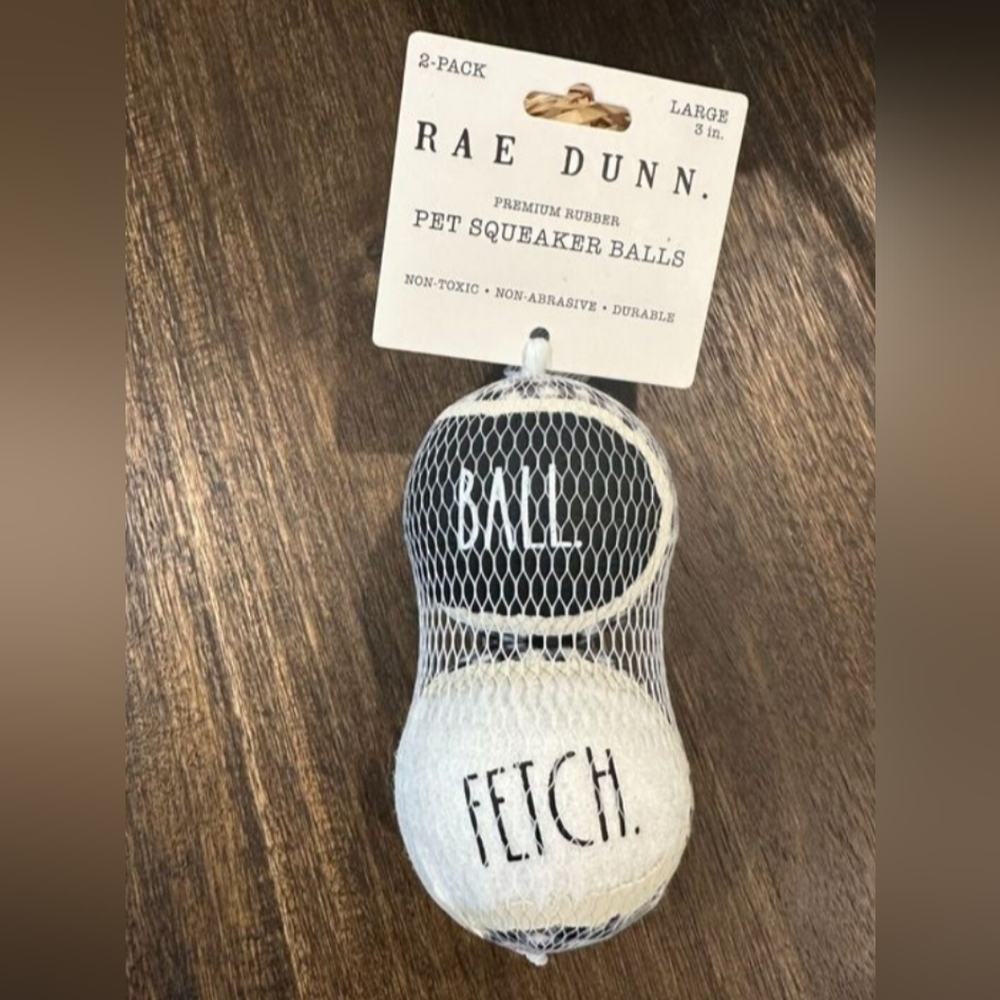 RAE DUNN. Pet Squeaker Balls 2-Pack Durable Large 3" Premium Rubber Non-Toxic - Picture 6 of 6